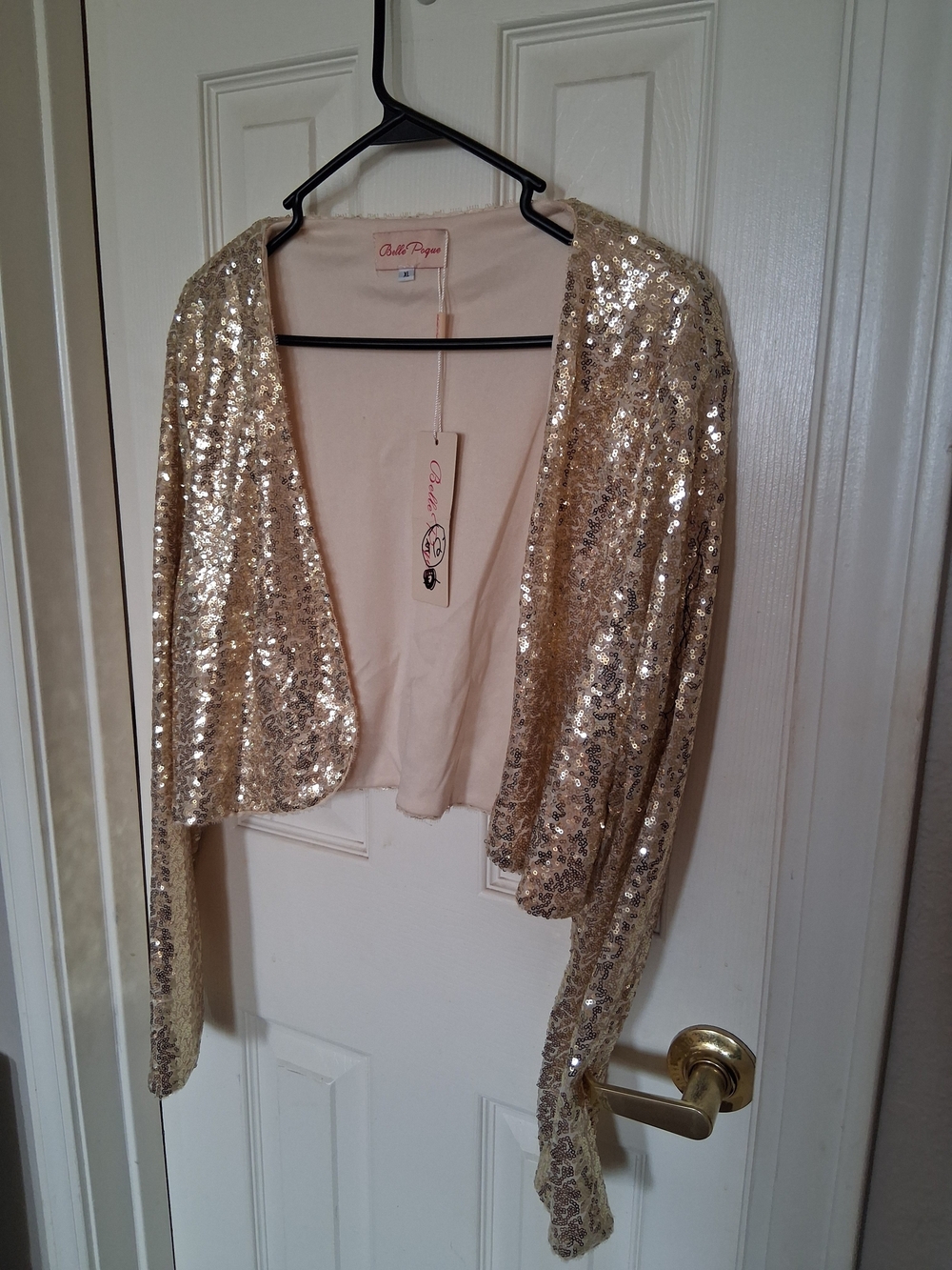 Bella Pogue Gold Sequin Shrug Jacket - Picture 2 of 6
